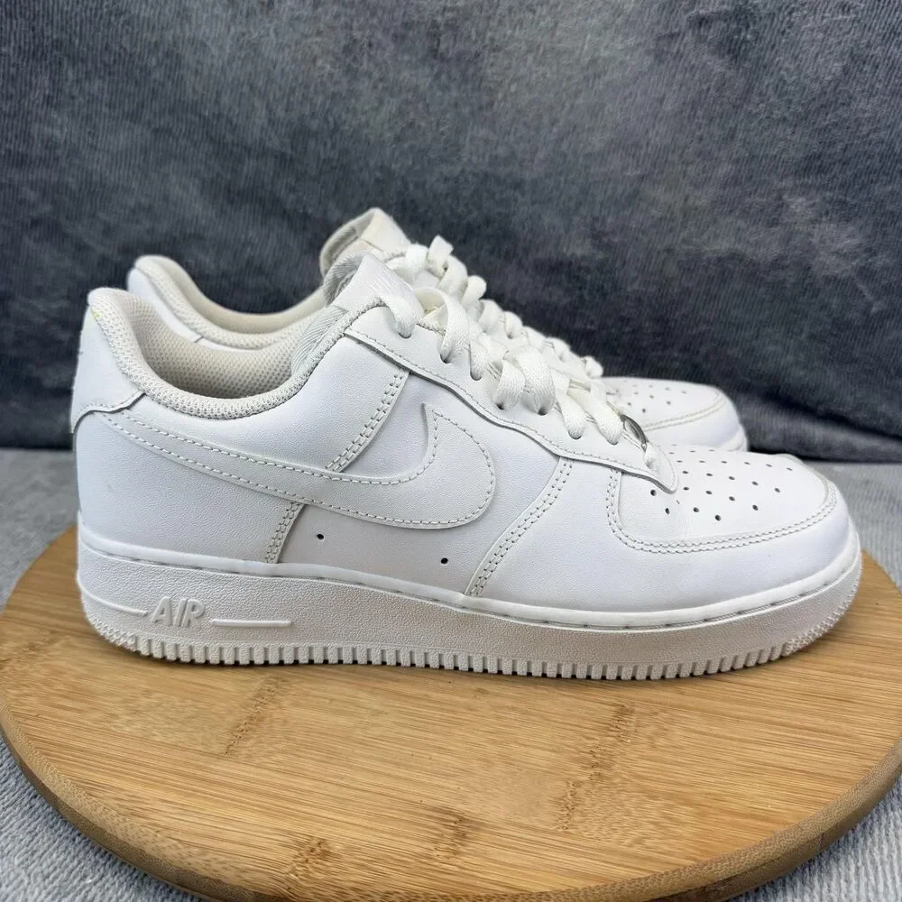 Nike Air Force 1 Shoes Womens Size 9 White Leather Low Top Sneakers 315115-112